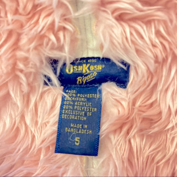 Oshkosh | Girls White and Pink Faux Suede Coat - Picture 7 of 11